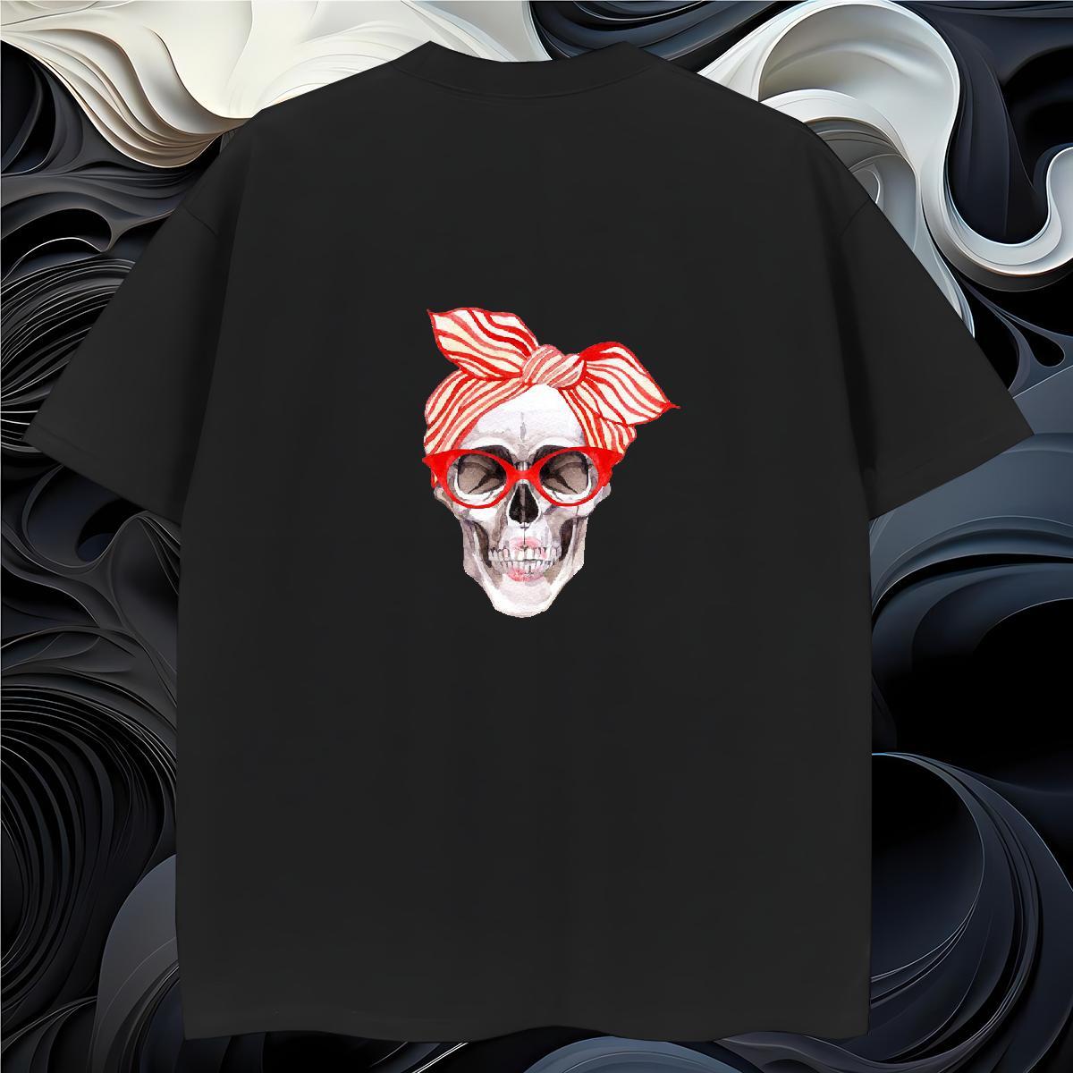 Loose T Shirt For Man 230g Cotton skull Spring Summer Graphic Breathable Short Sleeve Men Tees Fashion Casual Tee Shirt