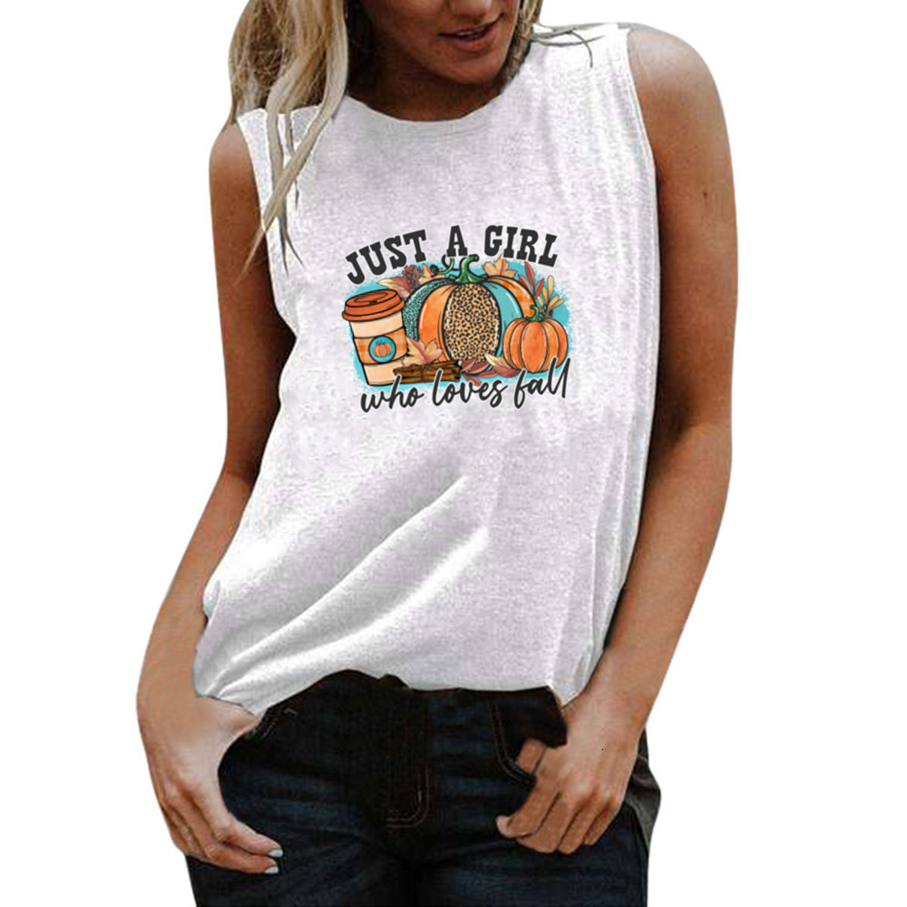 European size bodybuilding sleeveless with colorful pumpkin coffee cup letter printing, plus fat and oversized loose top dongdumaoyi