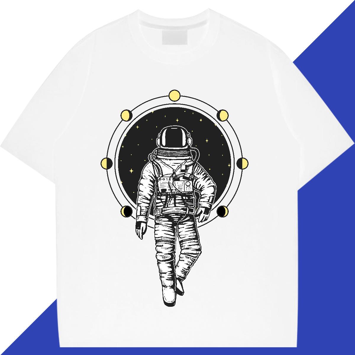 Loose fit Tshirt for Man Woman 230g 100% Cotton cosmonaut Street T Shirts Women Crew Neck Breathable Custom Print Oversized Tops