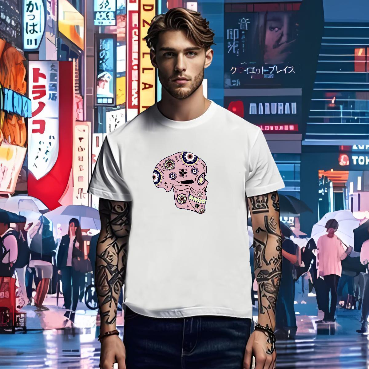 Free Shipping T Shirt For Man 230g Pure Cotton skull Sports Casual Plus Size Custom Breathable Crew Neck Men Tshirts 2024 Designer Tops Shirt
