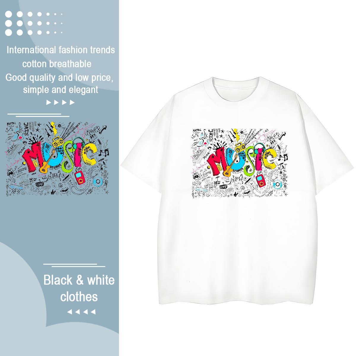 Soft Women Tshirts 230g Pure Cotton painting Casual T Shirts Women Short sleeve Soft Black Oversized Tops Shirt