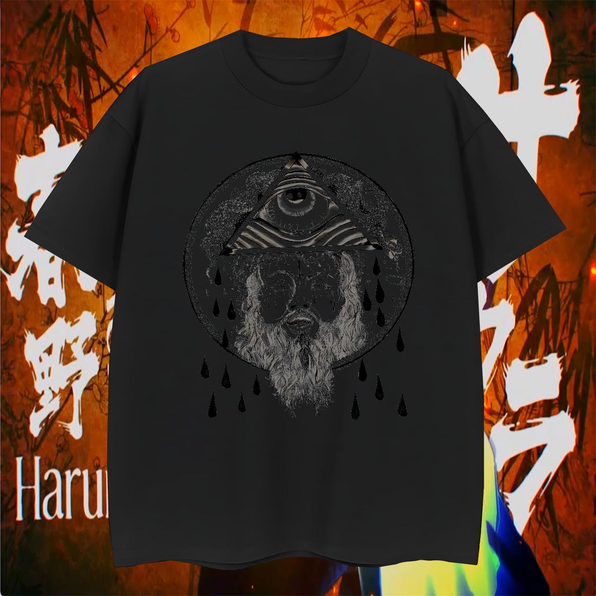 Wholesale Men T Shirts 230g 100% Cotton eye of the devil Daily Wear Cartoon Print Breathable Short Sleeve Men Tshirts Customized Polos