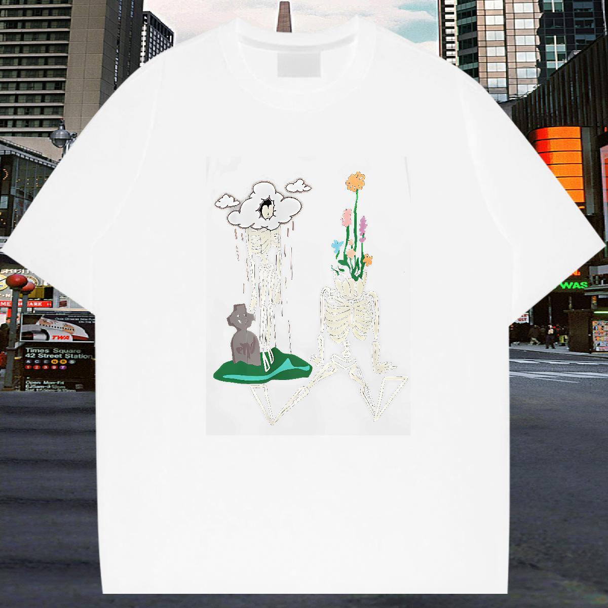 Brand Mens T Shirts 100% Cotton 230g skull Casual Anime Short Sleeve O-Neck Men Clothes T-Shirt DIY Tops Shirt