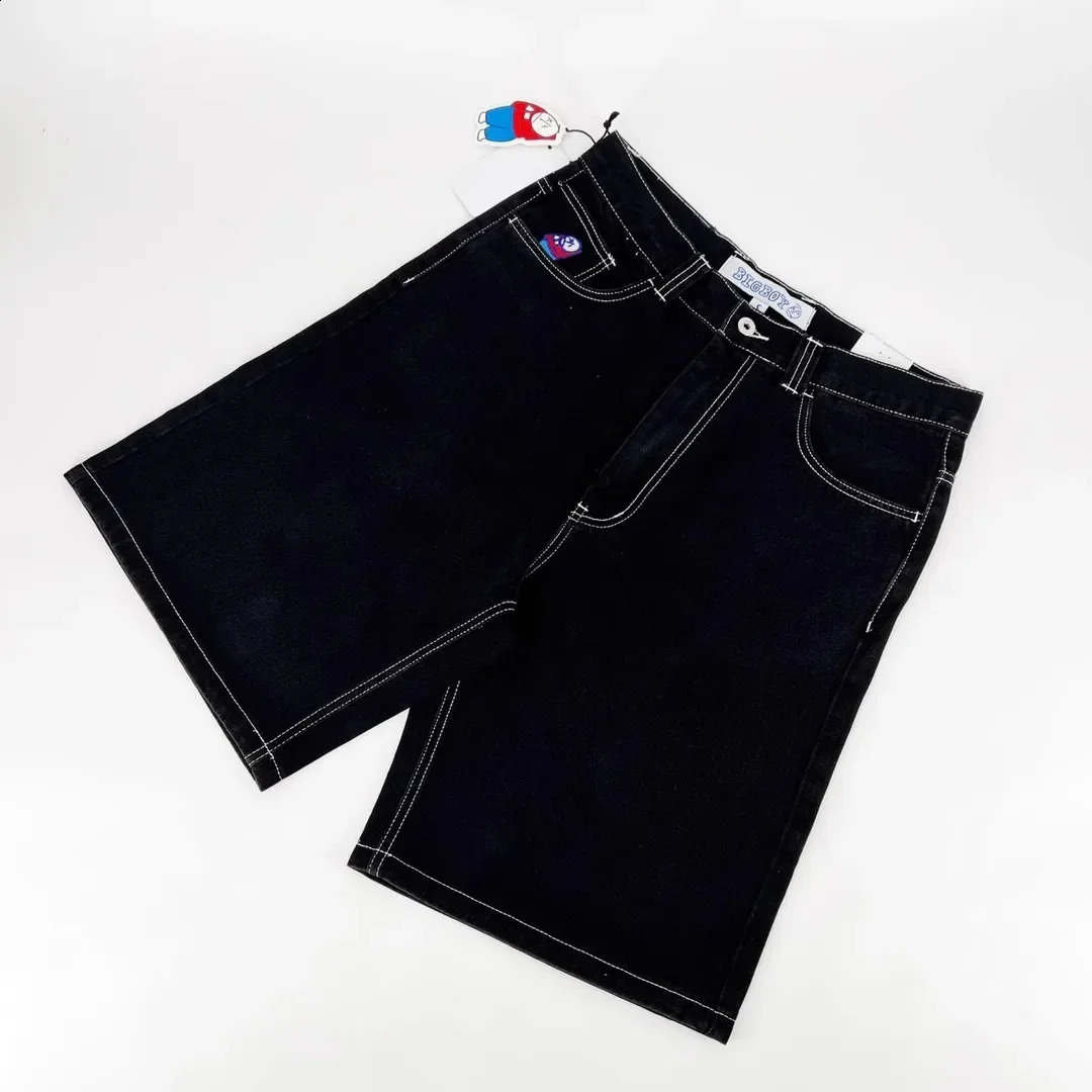 Big Boy Retro Hip Hop Cartoon Graphic Streetwear Denim Shorts y Baggy Jorts Harajuku Gym Basketball Men 250317