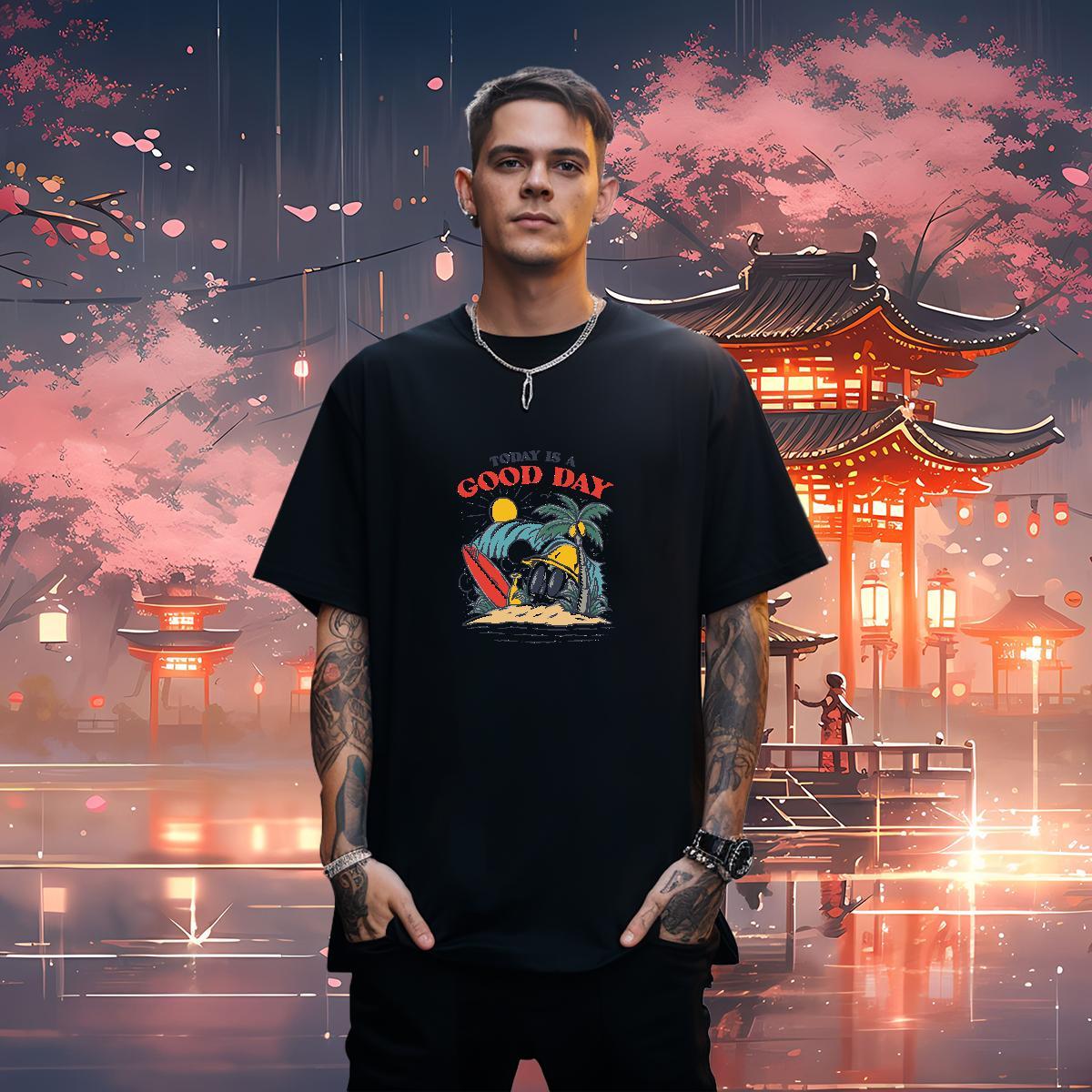 Loose T Shirts Men 100% Cotton 230g skull Casual Daily Wear Customized Breathable Crew Neck Tshirts Factory Direct Tee Shirt