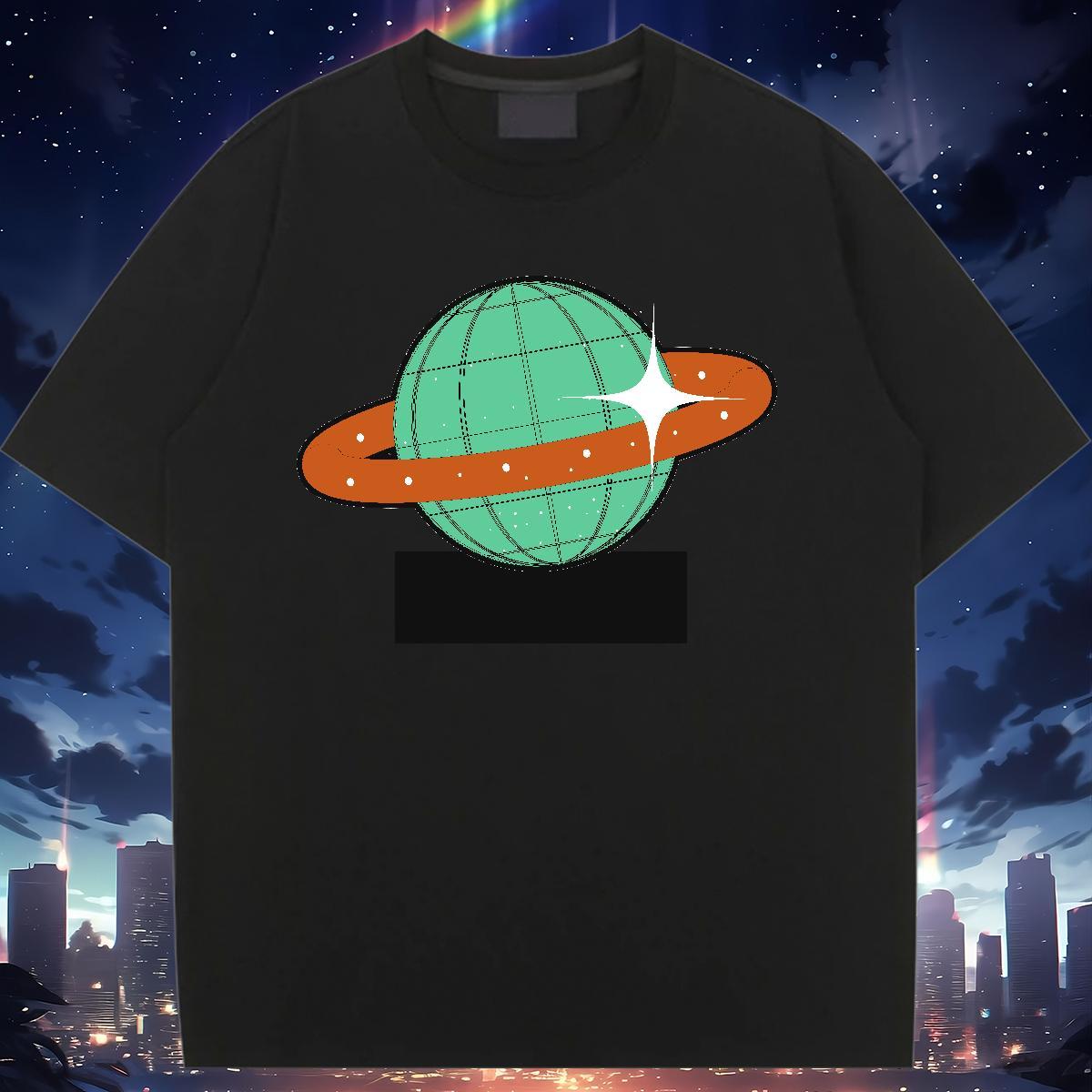Free Shipping Women Tees 230g 100% Cotton universe Street T-Shirts for Women Breathable Soft Cartoon Printing L-4XL Top Shirts