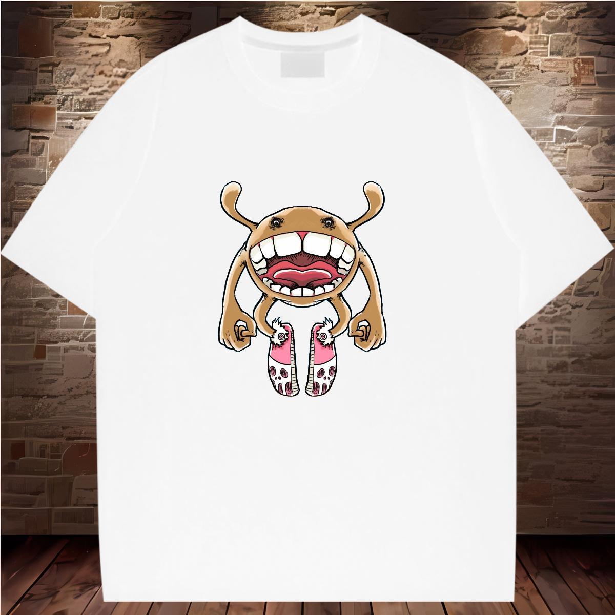 Lady Unisex Tshirts 100% Cotton 230g painting Casual Beach T Shirt For Woman Crew Neck Breathable Cartoon Floral Printing Clothes