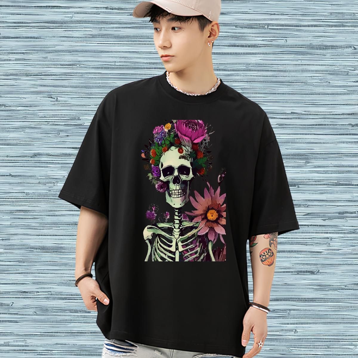 Classic T shirt 230g 100% Cotton flower Street wear Hip Hop Oversized 4XL Breathable Short Sleeve Men Clothes T-Shirt Fashion Designer Tops