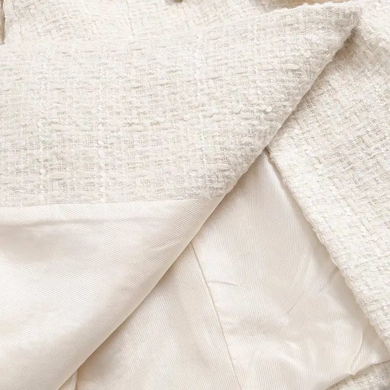 Women Fashion Double Breasted Tweed Check Blazer Coat Vintage Long Sleeve Pockets Female Outerwear Chic 240826