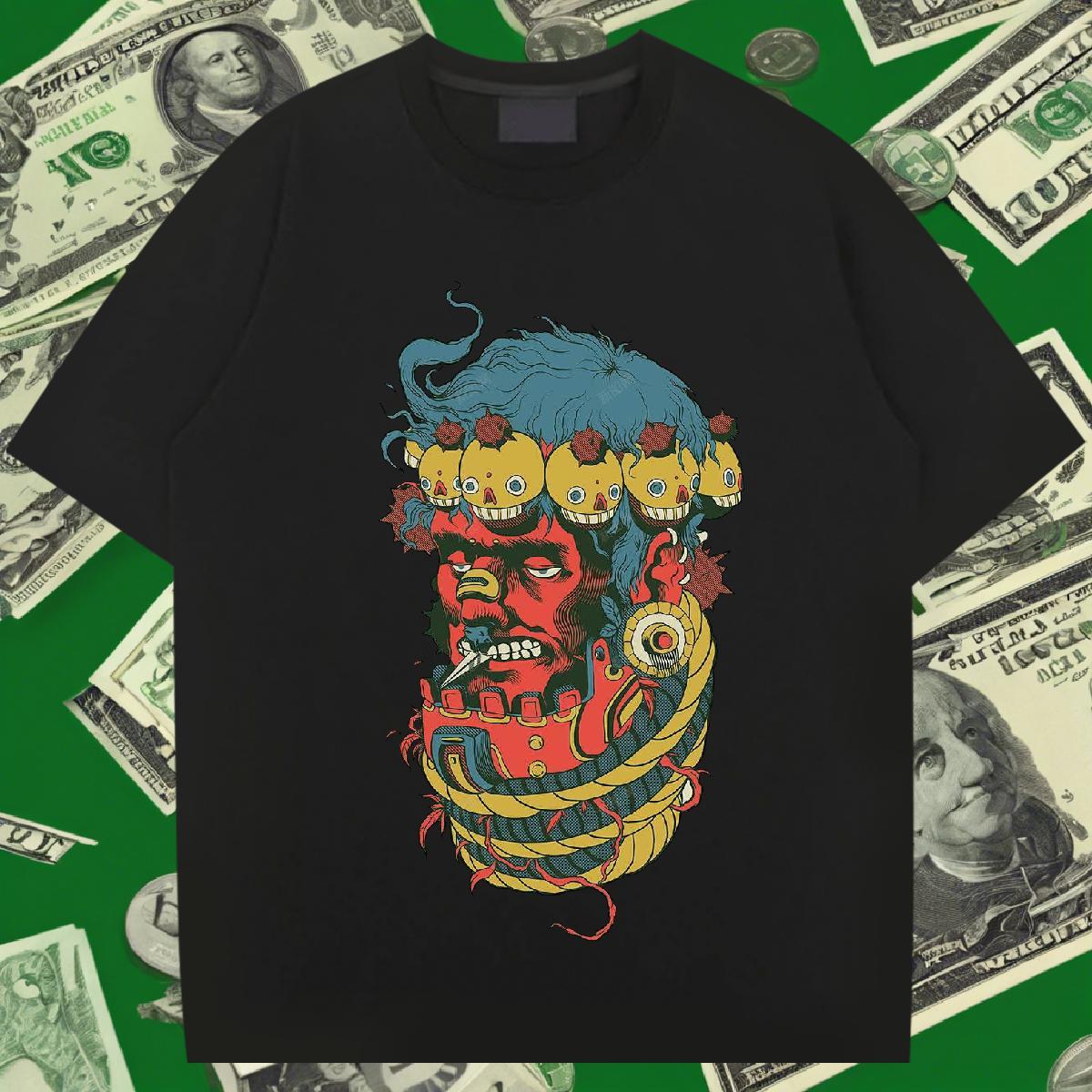 Cool Design T shirt 230g Cotton skull Sports Casual Black White Crew Neck Breathable Men Tshirts New Arrival Tees Shirts