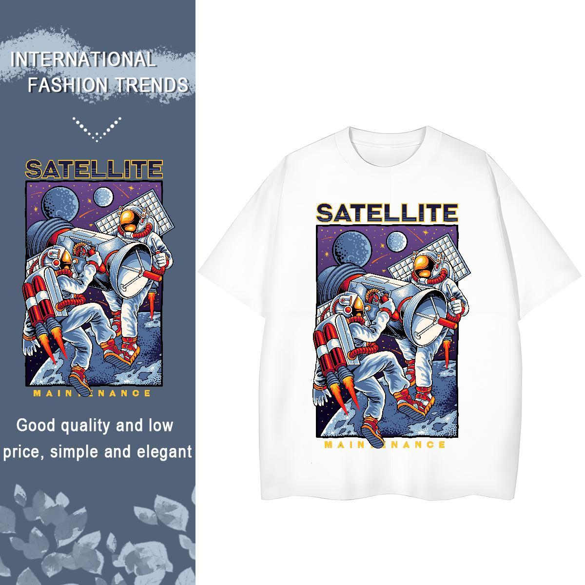 5A Tshirt for Man Woman 100% Cotton 230g spaceman Hip Hop T Shirt For Woman Breathable Soft Floral Print Tops Tees