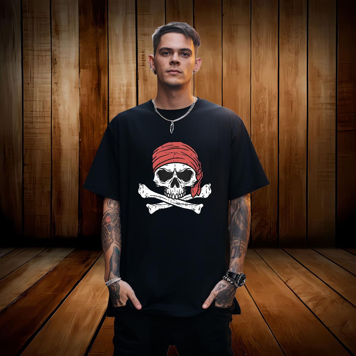 Classic T Shirts Men 230g 100% Cotton skull Casual Custom Printed Crew Neck Men Tees DIY Top Tees