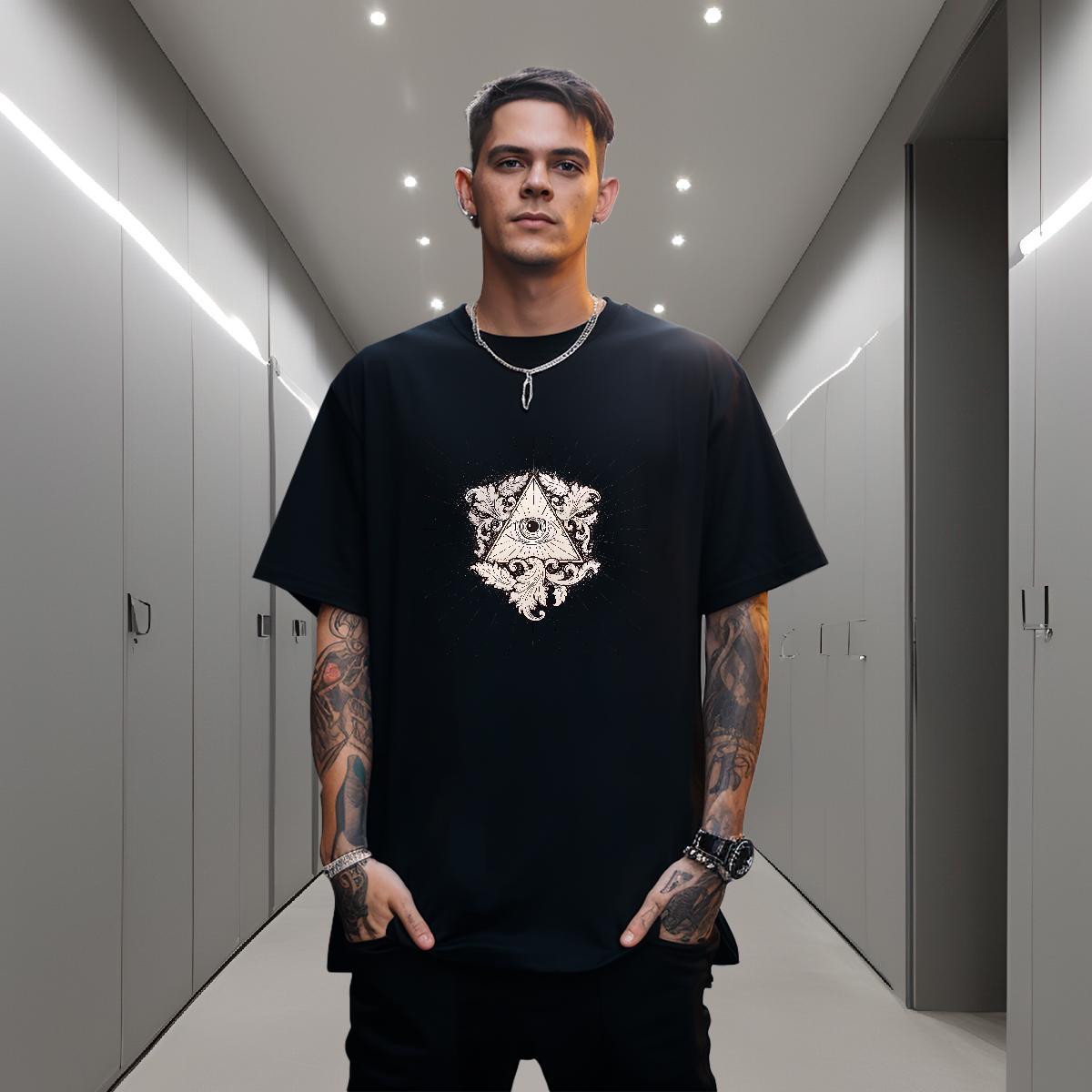 Comfortable Men T Shirts 100% Cotton 230g eye of the devil Casual Beach Customized Round Neck Short Sleeve Men Tshirts Stylist Tops Tees