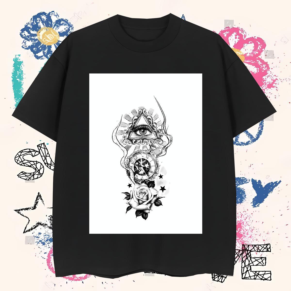 Cool Design T shirt 230g Pure Cotton eye of the devil Sport Custom Print Plus Size Crew Neck Breathable Tshirts DIY Customized Tops