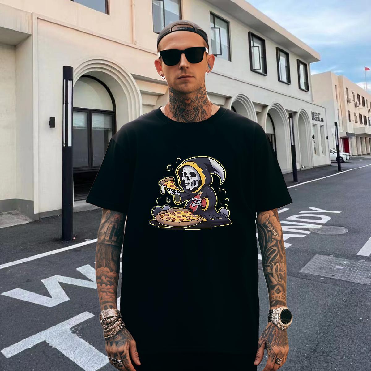 Loose Fit Man T Shirts 100% Cotton 230g skull Outdoor Skull Short Sleeve Soft Men Tees DIY Polos