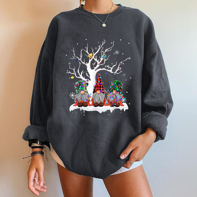 New Clothing Three Dwarfs Letter Printed Shoulder Down Round Neck Fleece Hoodie Women's Top dongdumaoyi