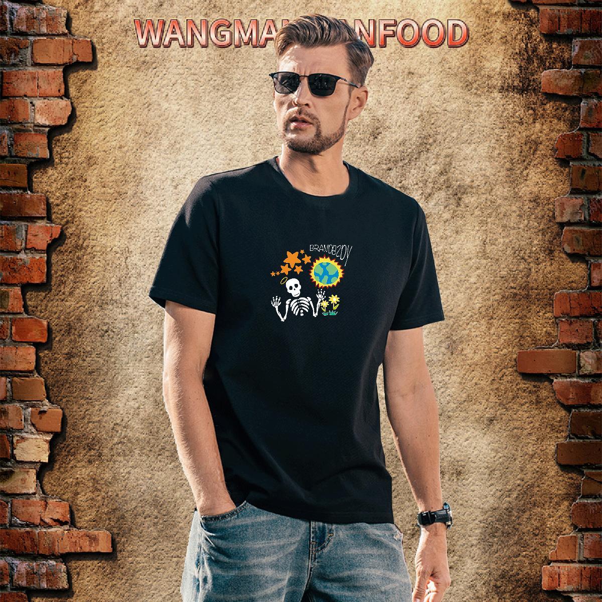 Free Shipping T Shirt For Man 100% Cotton 230g skull Spring Summer Skull Short Sleeve O-Neck Men Clothes T-Shirt Classic Casual Polos