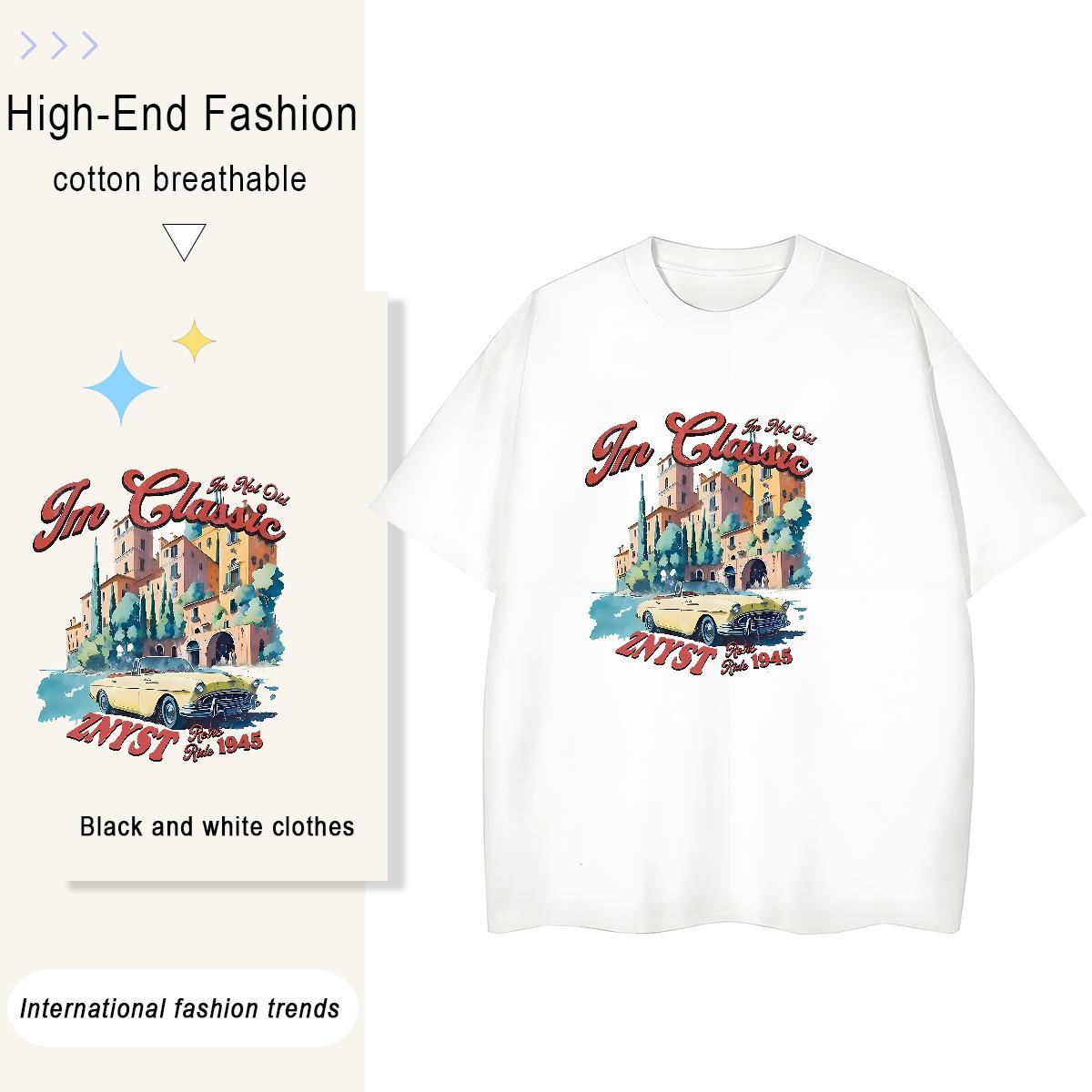 Comfortable T-Shirts 100% Cotton 230g car Casual Daily Wear Custom Big Size Crew Neck Tshirts Classic Clothings