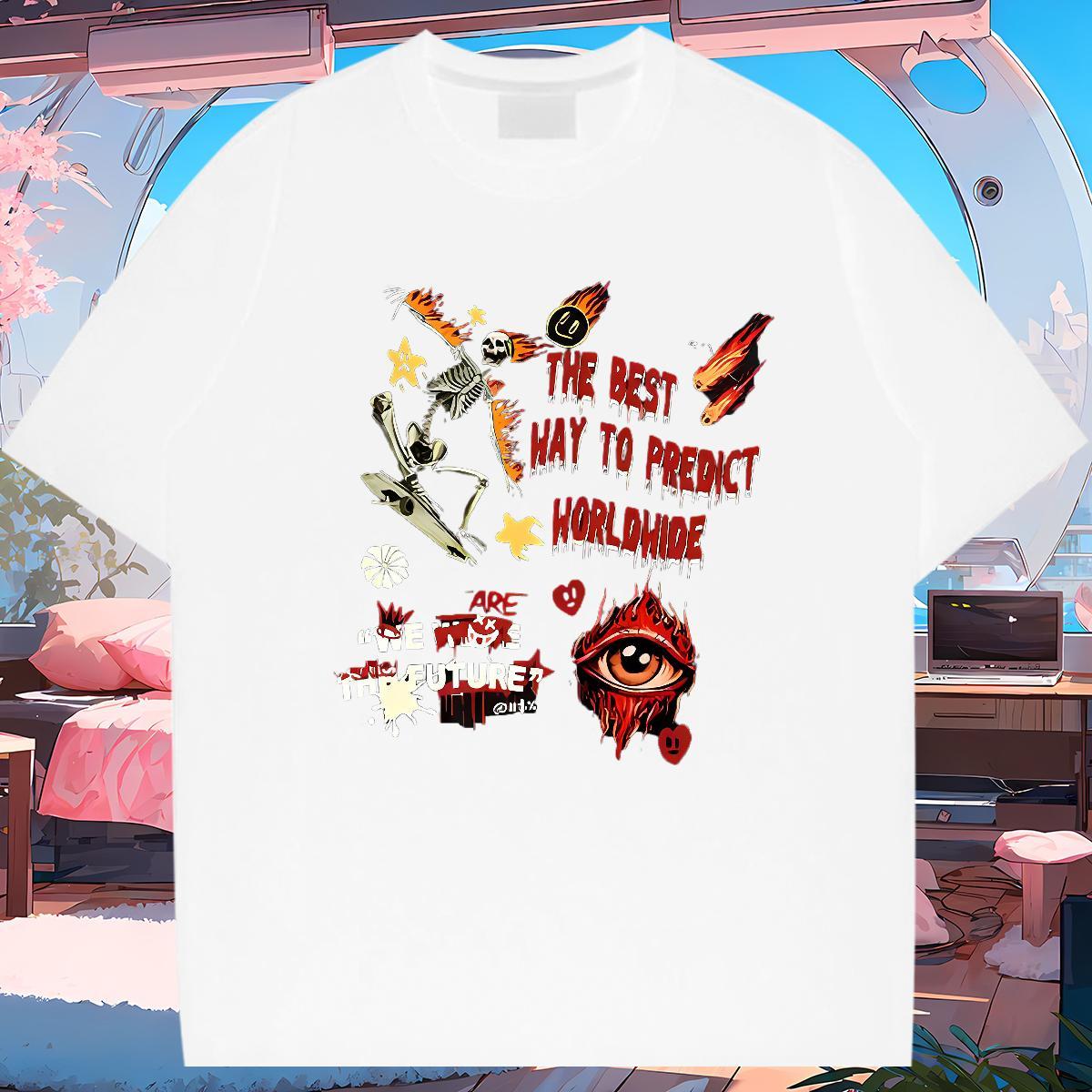 Designer T-Shirts 230g Pure Cotton halloween Anime Printing Street Custom Print Plus Size O Neck Short Sleeves Men Tees Fashion New Clothings