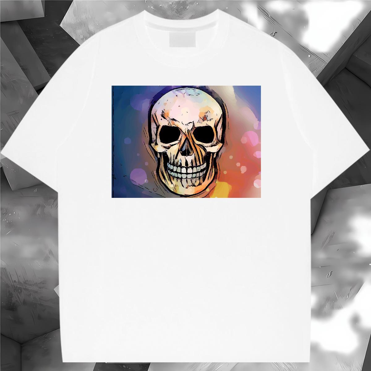 High Quality T shirt 230g Pure Cotton skull Street Wear DIY Anime Breathable Crew Neck Men Tops Tees Wholesale Tshirts