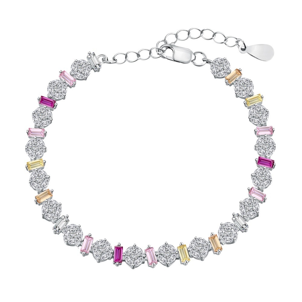 French New Wedding S Pure Sier Women's Bracelet Dopamine Color Zircon Fairy Versatile Design Female Handicraft
