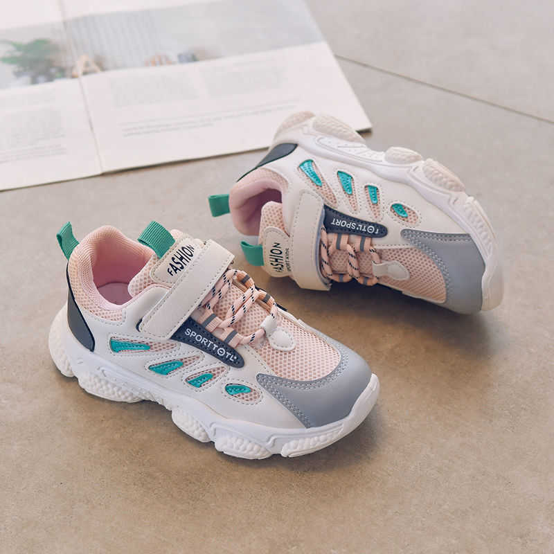 Athletic Outdoor Boys 2023 Spring and Autumn new breathable sports Girls dad Childrens casual running mesh shoes H260130