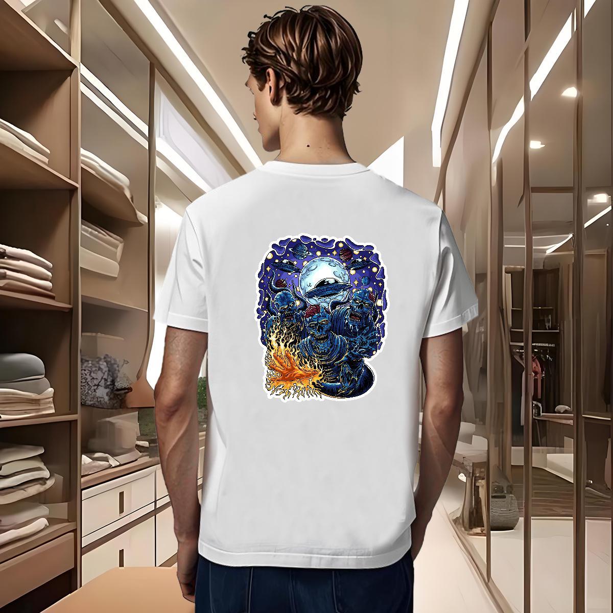 Cool T Shirt For Man 230g Cotton skull Hip Hop Street Anime Round Neck Short Sleeve Men Tees Fashion Design Tops Shirt