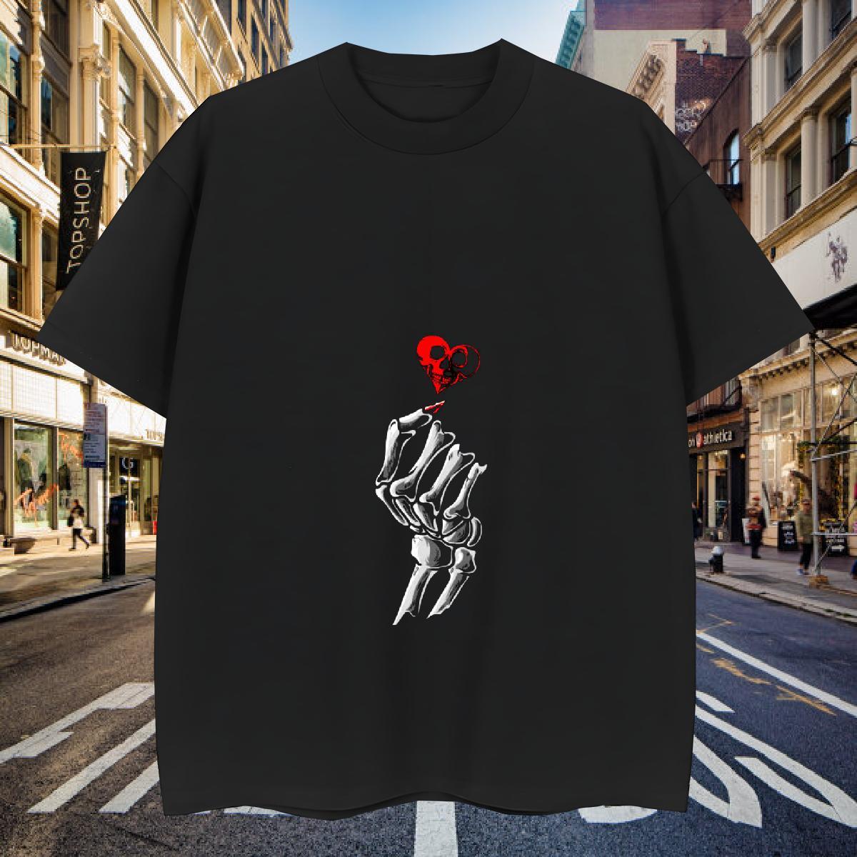 Cool Design T shirt 230g 100% Cotton skull Sport DIY Logo Oversized Short Sleeve Soft Men Tees Classic Casual Top Tees