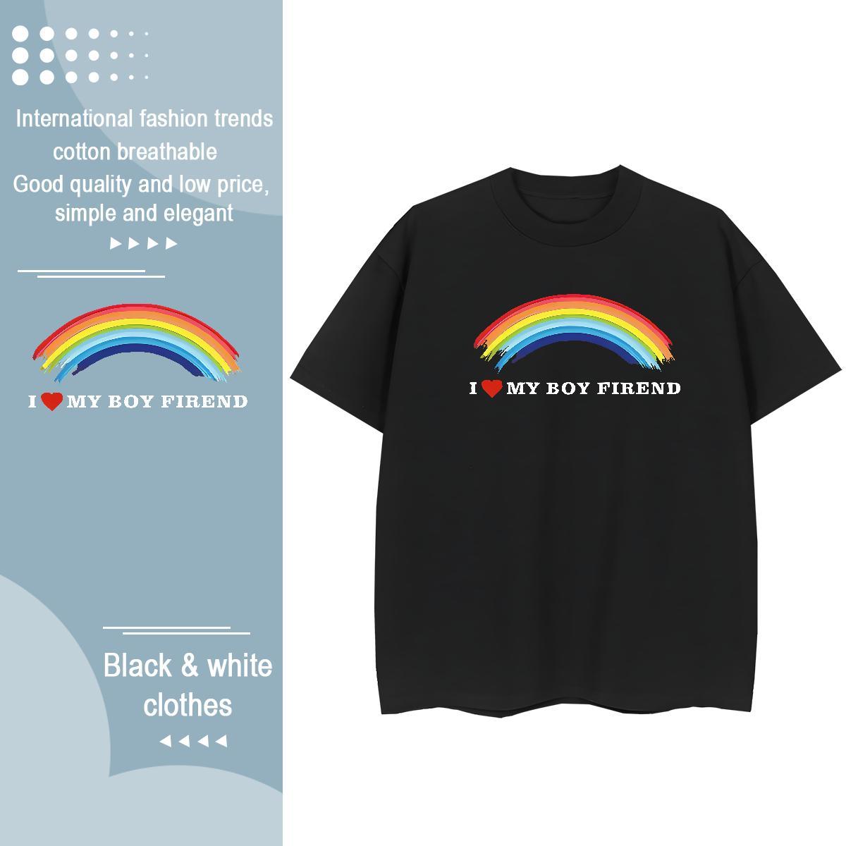 Soft Tshirt for Man Woman 230g Cotton rainbow Street Wear T Shirts Women Short sleeve Soft Oversized L-4XL Top Tees