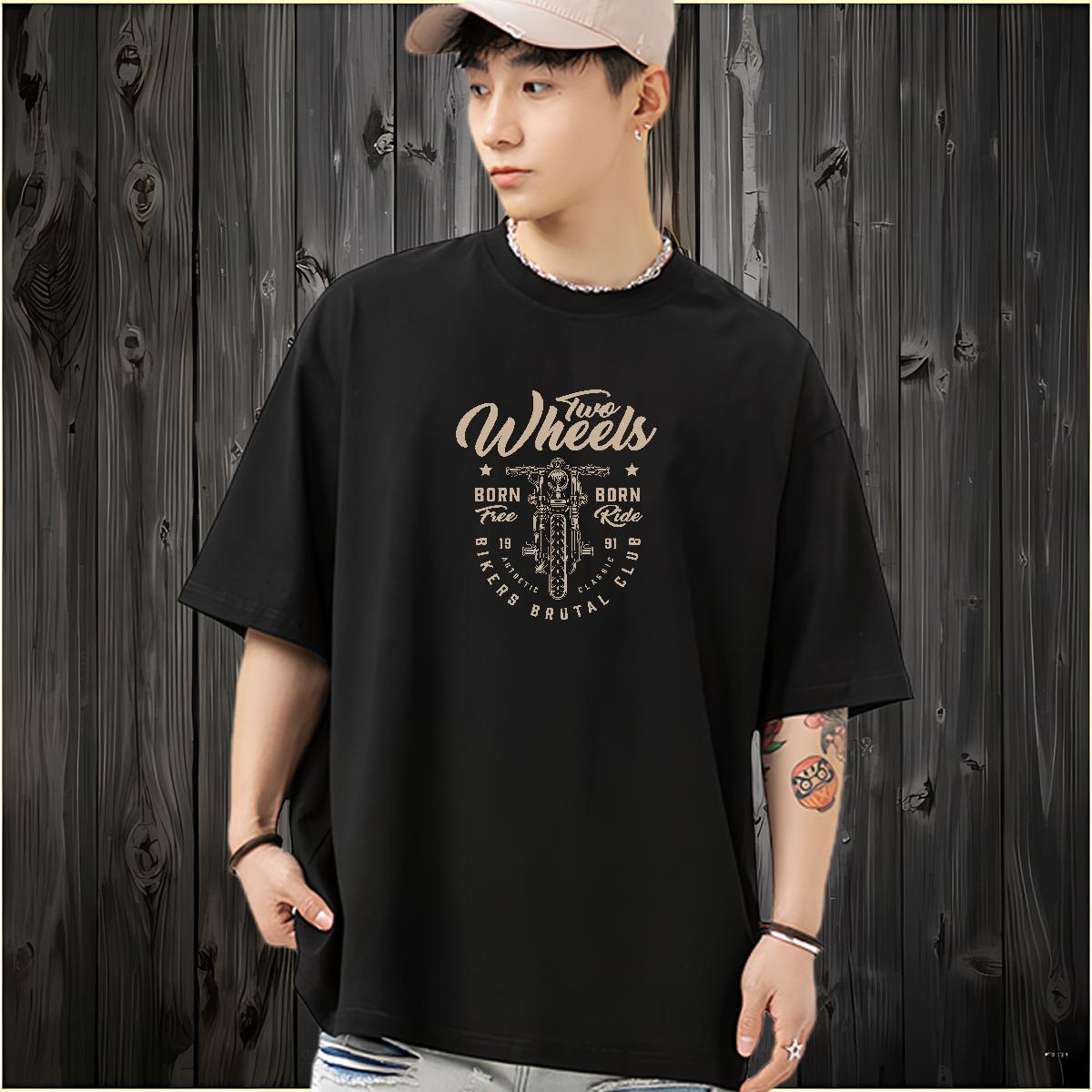 Classic Mens T Shirts 100% Cotton 230g Motorcycle Anime Printing Street Oversized 3XL 4XL Breathable Crew Neck Men Tops Tees New Designer Top Tees