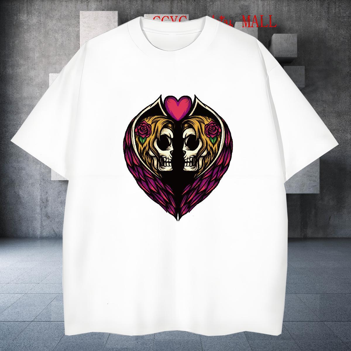 Wholesale T Shirt For Man 230g 100% Cotton skull Street Casual Oversized Breathable Short Sleeve Men Clothes T-Shirt Fashion Design Tops Tees