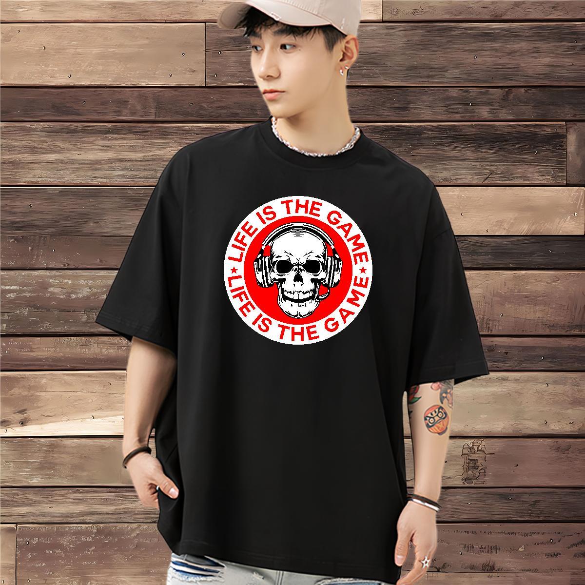 TOP Quality Mens T Shirts 100% Cotton 230g skull Hip Hop Street Asian Size Breathable Soft Men Tshirts Fashion Designer Polos