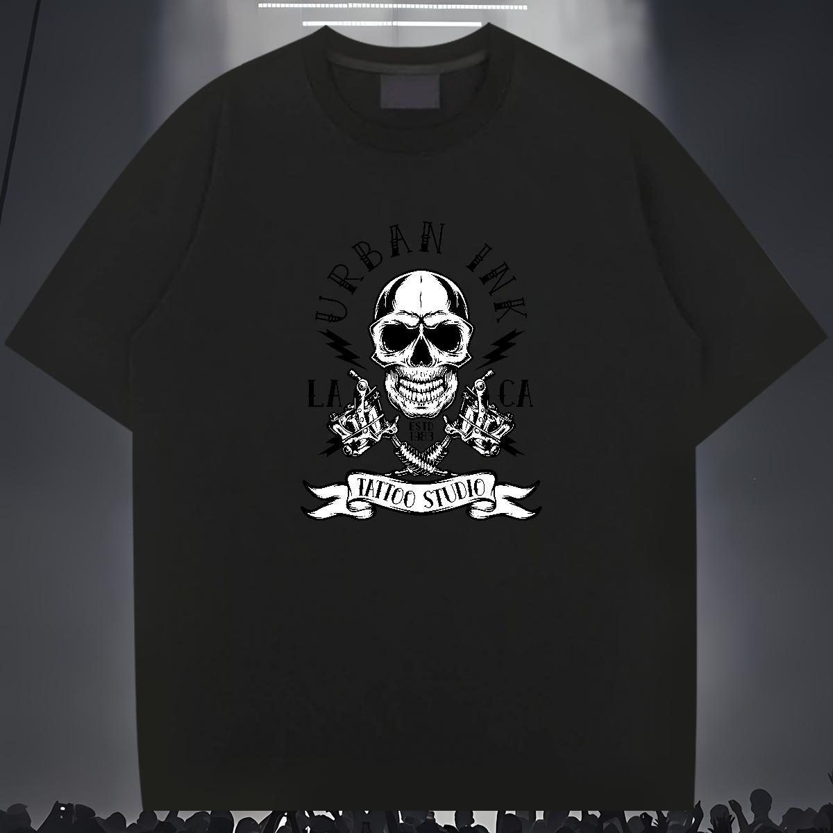 Wholesale Man T Shirts 230g Cotton skull Home Outdoor Graphic Breathable Crew Neck Men Tops Tees Fashion Designer Tops Shirt