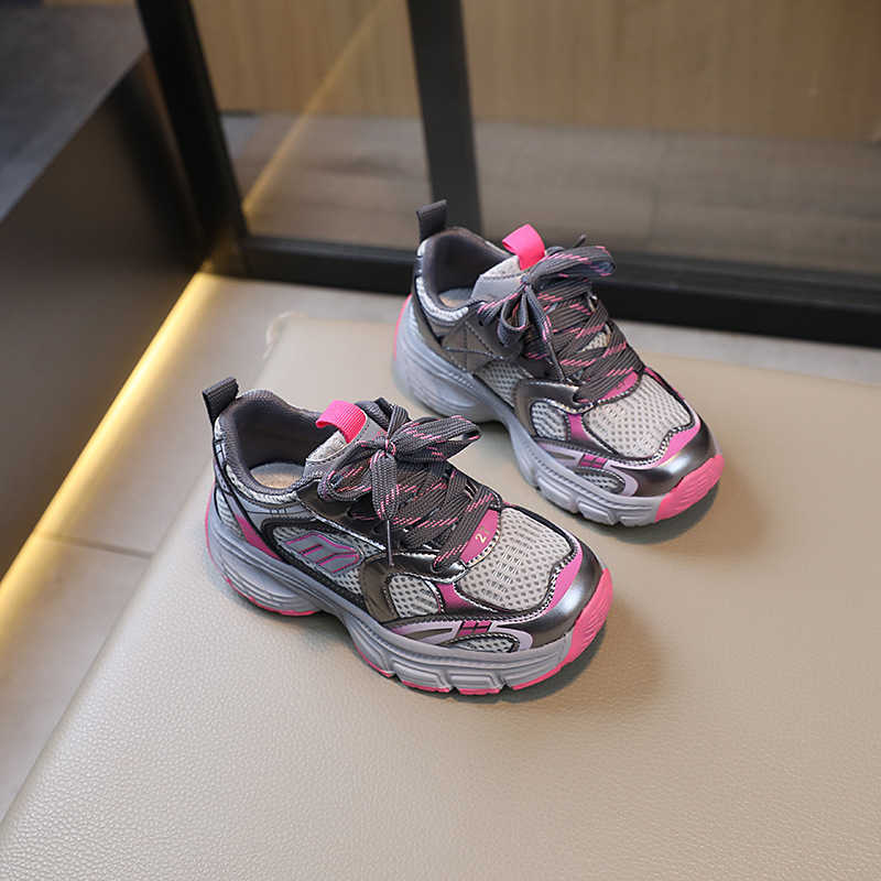 Athletic Outdoor Childrens mesh sports 2024 spring new item for boys and girls casual lightweight soft sole dad shock-absorbing running shoes C260130