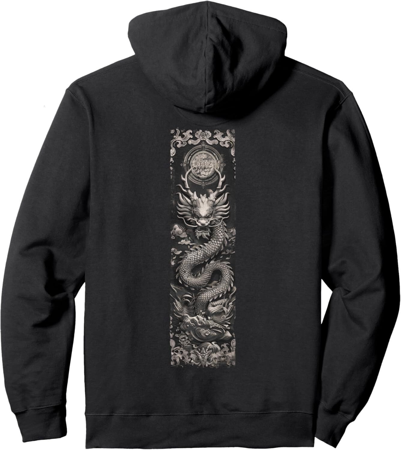 Hoodie for Mens Womens Elegant chinese calligraphy back print dragon Pullover Hoodie Graphic Hoodies sweatshirt Pullover Long Sleeve