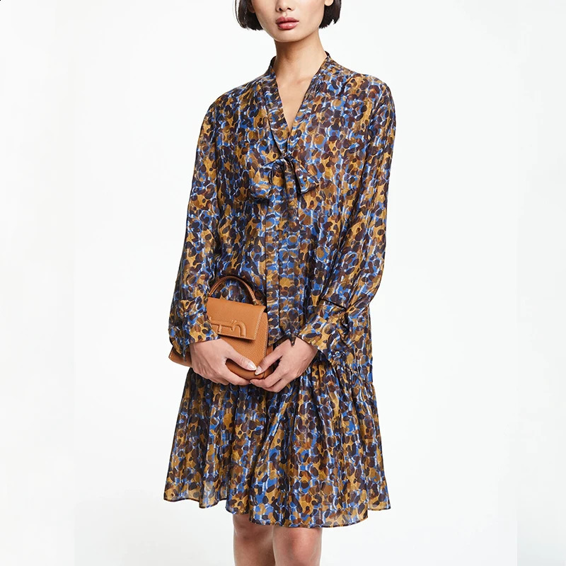 Womens Dress Classic Fashion Versatile Female Dress Advanced Elegant V-Neck Tie n Ladies Multi Color Dresses 240824