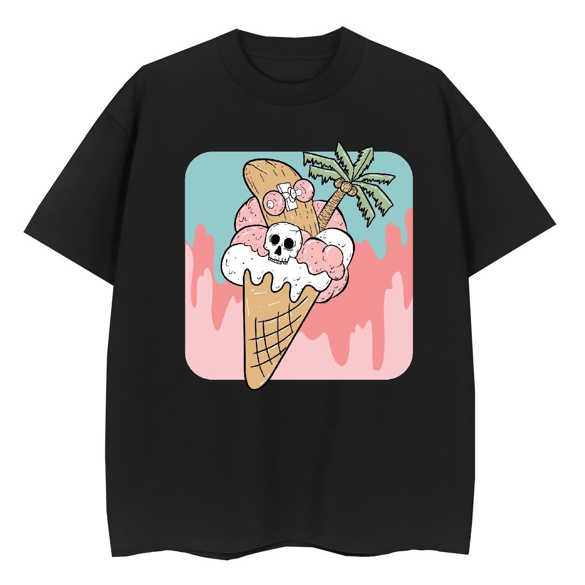 Soft Men T Shirts 230g Pure Cotton Halloween Sport DIY Printed Crew Neck Breathable Men Clothes T-Shirt Fashion New Tops