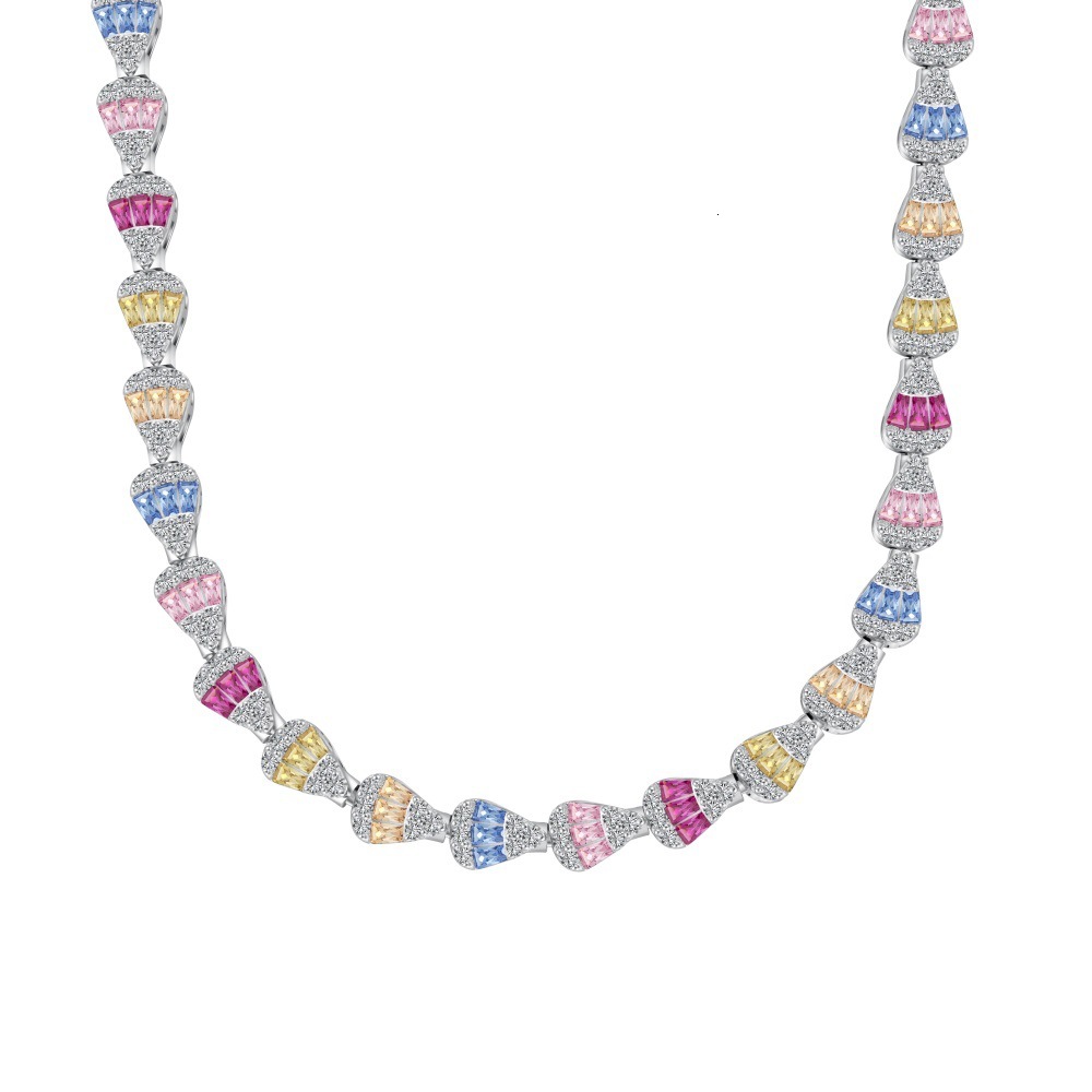 Wedding New S Pure Sier Women's Necklace Full Diamond Colorful Zircon Love Balloon Design Feel Neck Chain