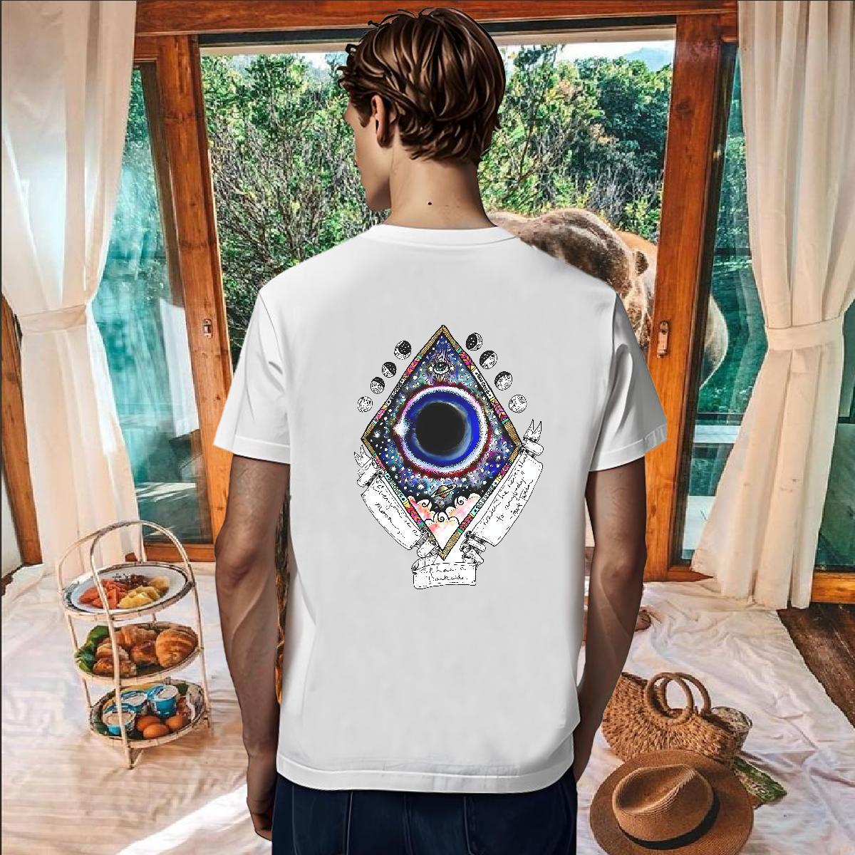 Unisex Men T Shirts 230g Cotton eye of the devil Casual Daily Wear Custom Big Size Pure Cotton Tshirts Classic Casual Clothings