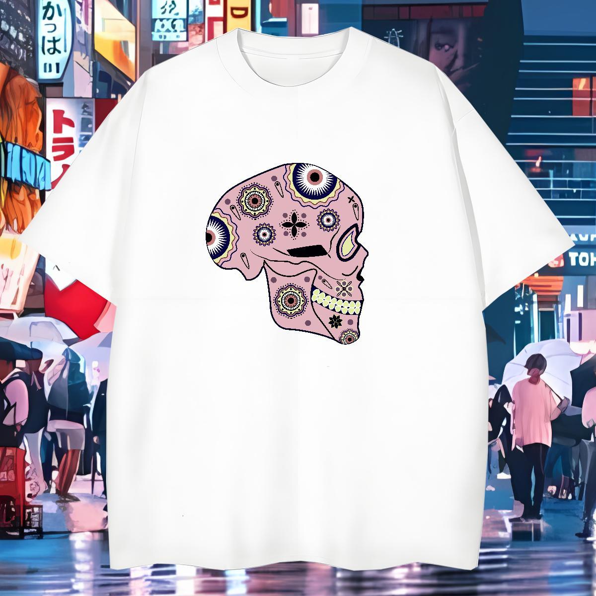 Free Shipping T Shirt For Man 230g Pure Cotton skull Sports Casual Plus Size Custom Breathable Crew Neck Men Tshirts 2024 Designer Tops Shirt