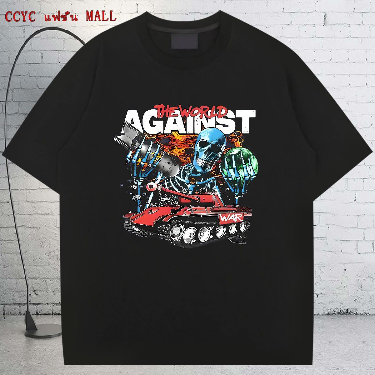 Comfortable Man T Shirts 230g Cotton skull Daily Outfit DIY Printed Short Sleeve Soft Men Clothes T-Shirt DIY Customized Tops Tees