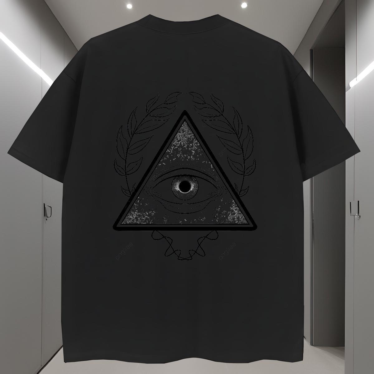 High Quality Man T Shirts 230g Cotton eye of the devil Sport Black Oversized Breathable Short Sleeve Mens Tshirts 2024 New Clothings