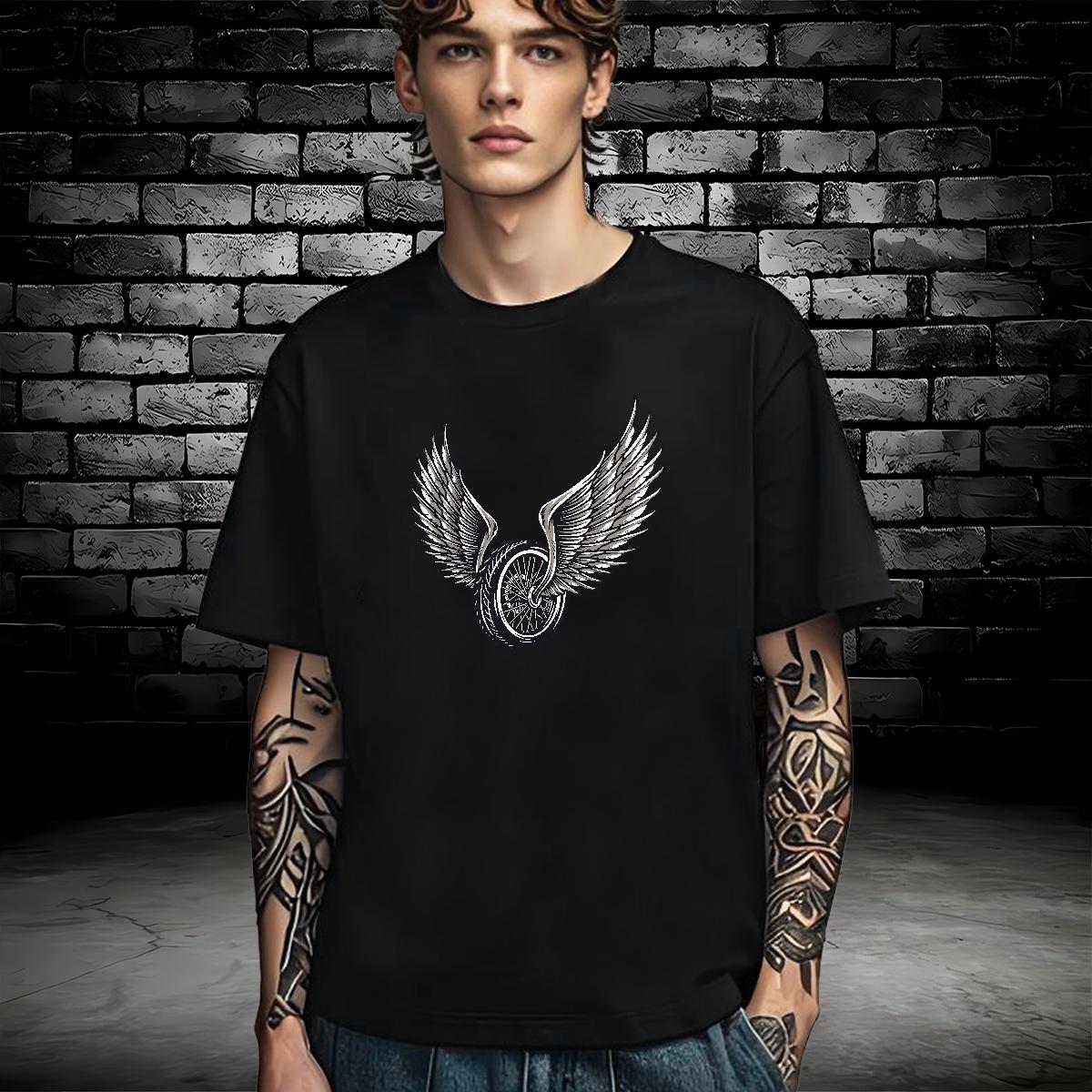 Cool Men T Shirts 230g Pure Cotton Motorcycle Sports Casual Anime Breathable Men Tops Tees Classic Casual Tops Shirt