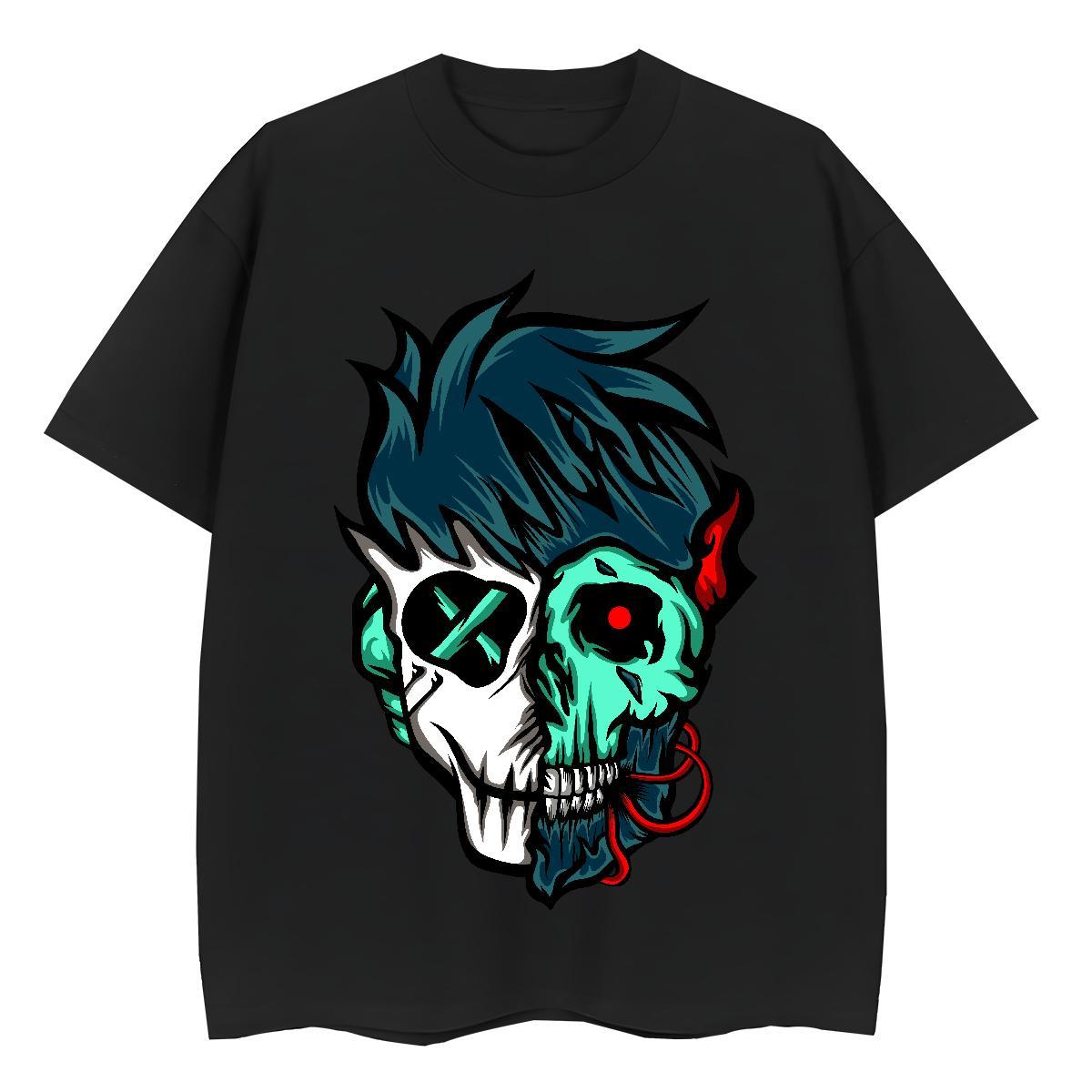 Soft T Shirts Men 230g Cotton skull Anime Printing Street Customized Print Breathable Crew Neck Men Clothes T-Shirt Factory Direct Tee Shirt
