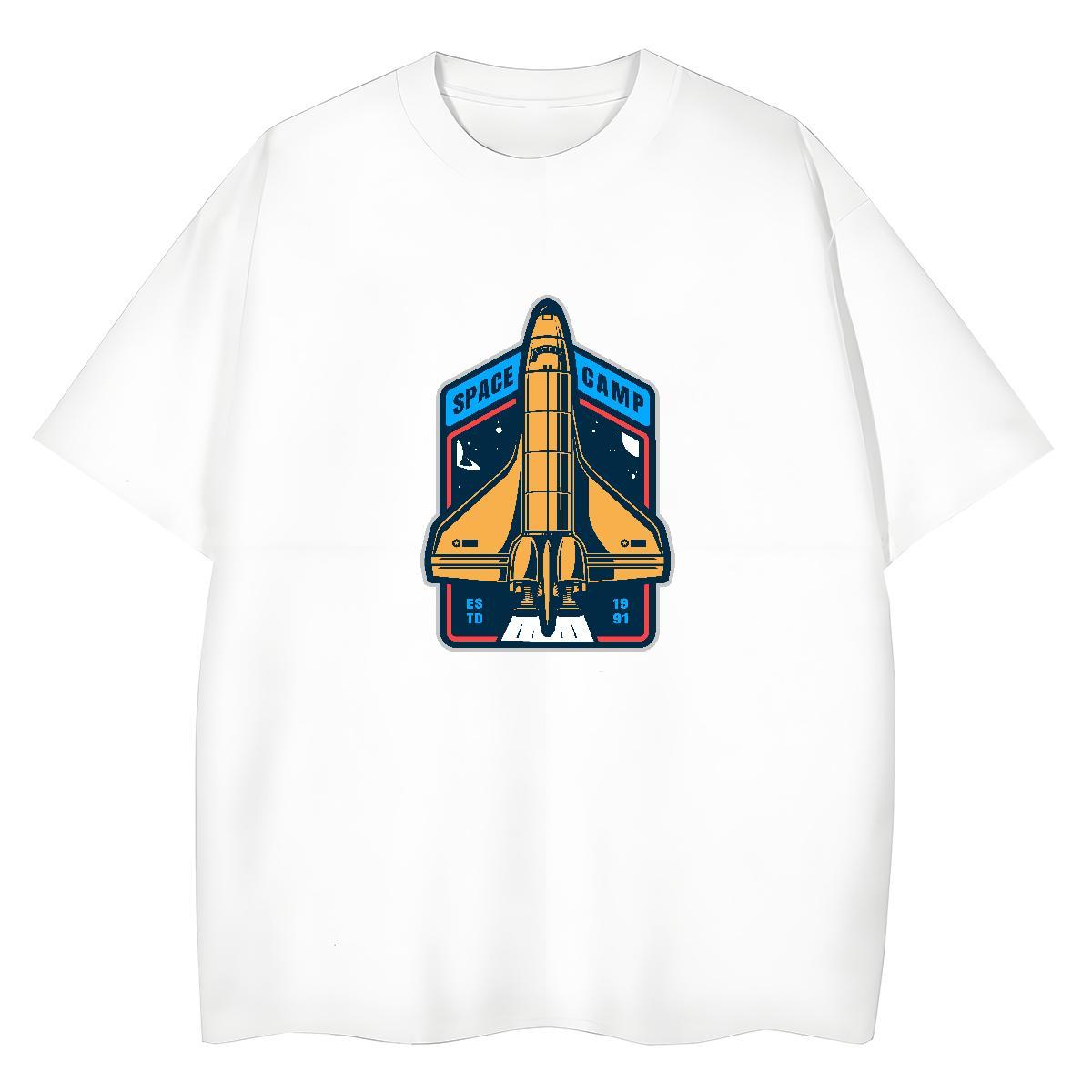 Free Shipping Woman Tshirt 100% Cotton 230g outer space High Street Hip Hop T Shirts Women O-Neck Short Sleeve DIY Printed Tops Shirt