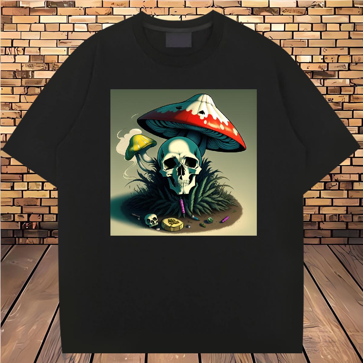 TOP Quality T Shirt For Man 230g Pure Cotton skull Casual Plus Size Custom O Neck Short Sleeves Men Tees DIY Customized Polos