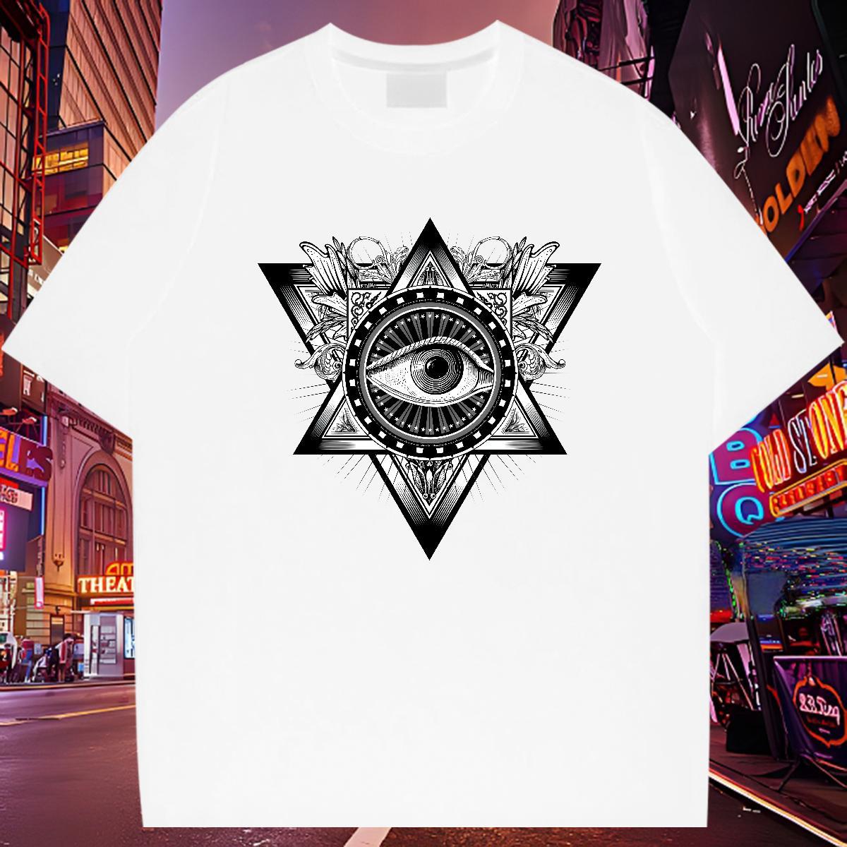Cool Design Man T Shirts 230g Pure Cotton eye of the devil Casual Beach Asian Size Short Sleeve O-Neck Men Tshirts Stylist Clothes