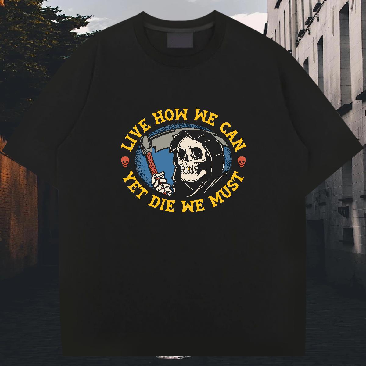 Loose Fit Men T Shirts 100% Cotton 230g skull Casual Beach DIY Printed Breathable Men Tops Tees Classic Wear