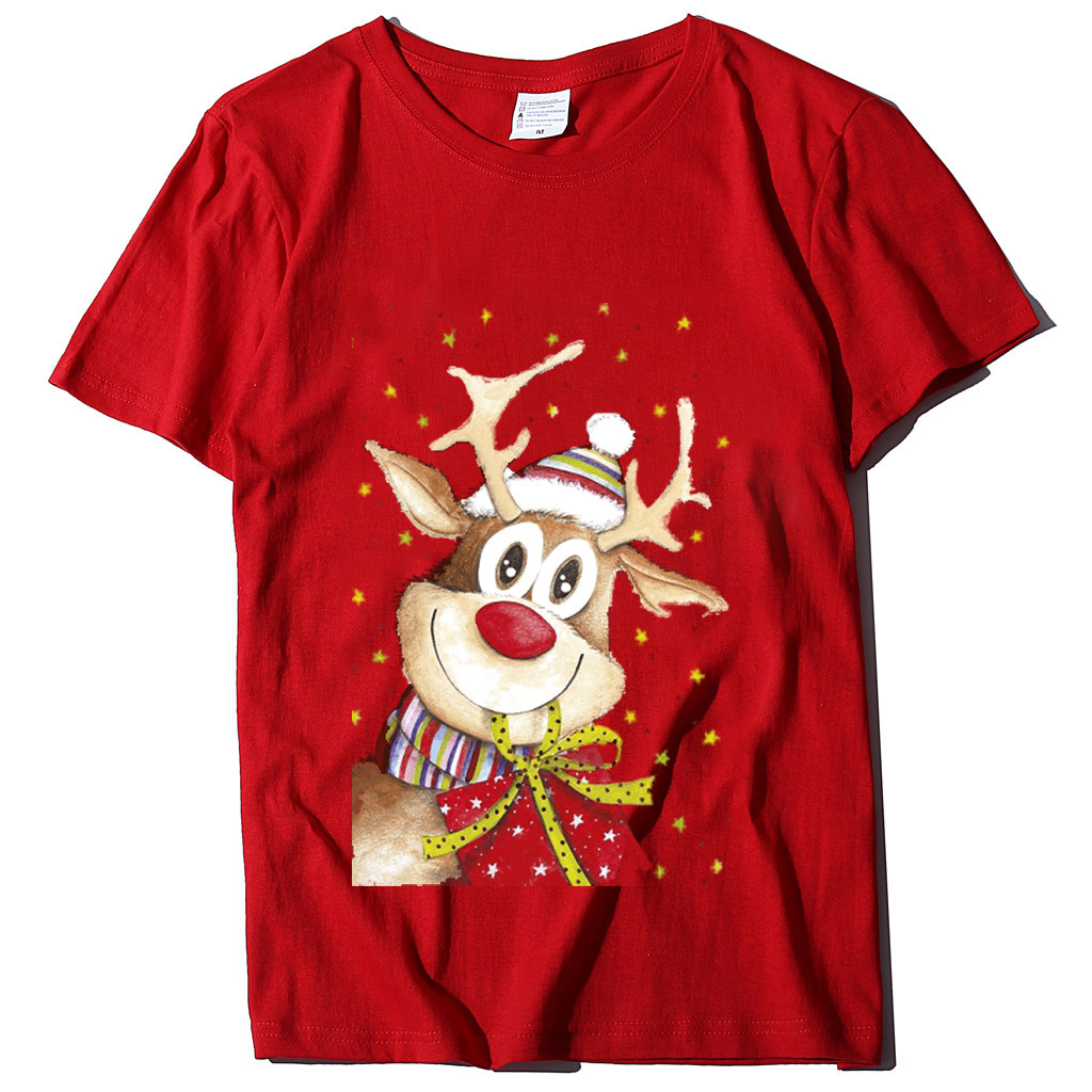 New Christmas Clothing Elk Printed Casual Round Neck T-shirt Women's Autumn dongdumaoyi