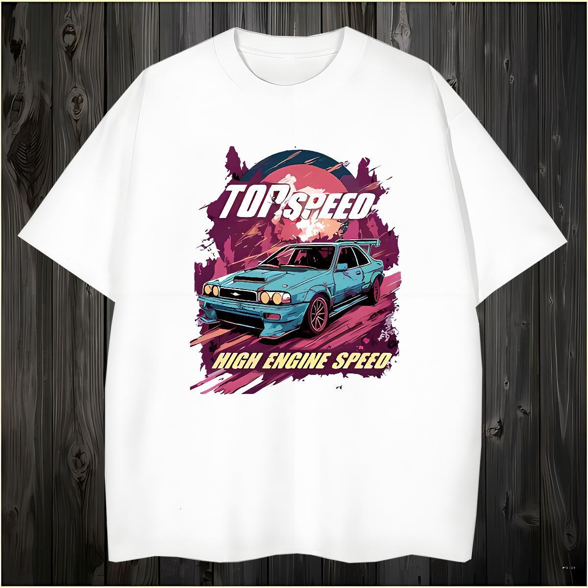 Popular Man T Shirts 230g Pure Cotton car Hip Hop Black Oversized Round Neck Short Sleeve Men Tshirts Designer Fashion Tops Tees